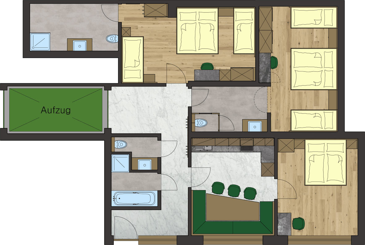 Raumplan Appartement 6